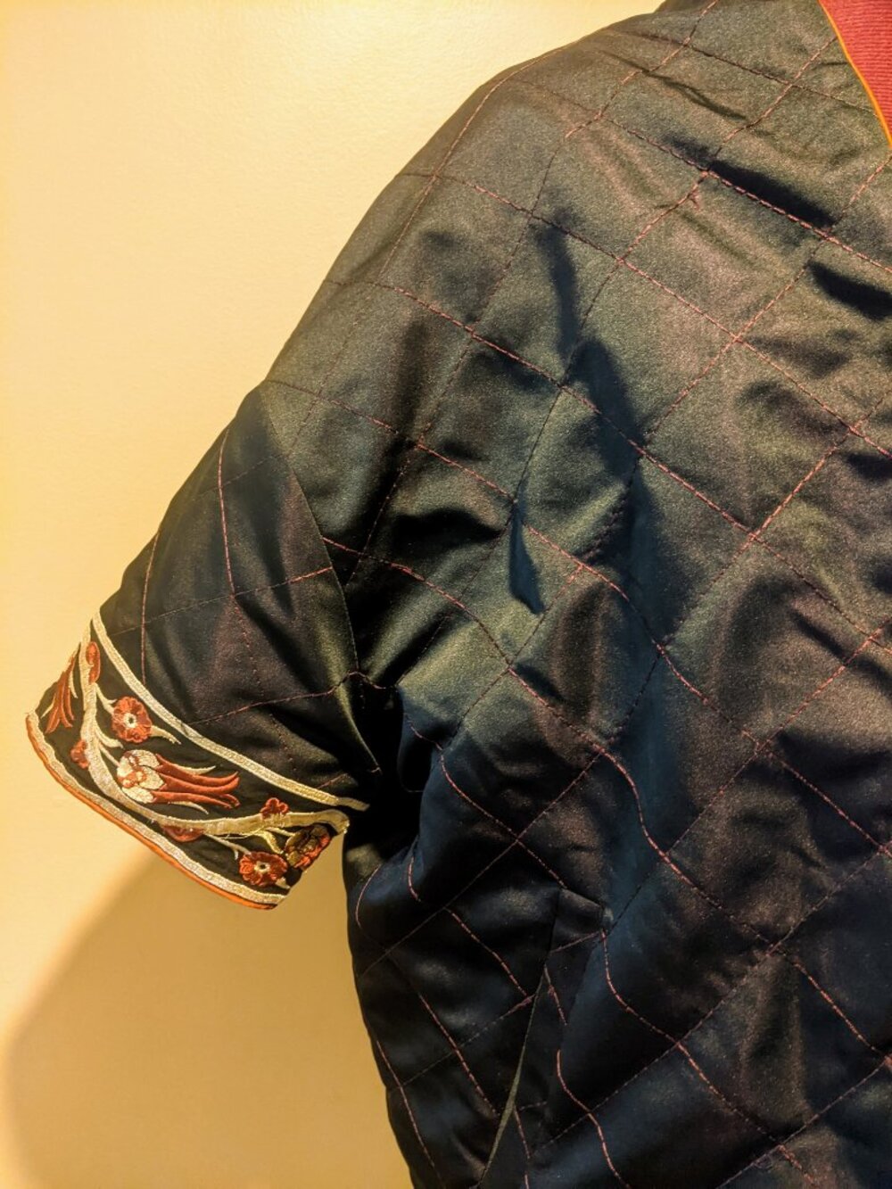Vintage Hanten Quilted Reversible Jacket | Embroidered Sleeve | Unisex One Size - Picture 13 of 13